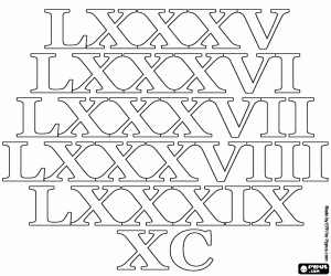 Colorear Números 85 a 90 según los romanos