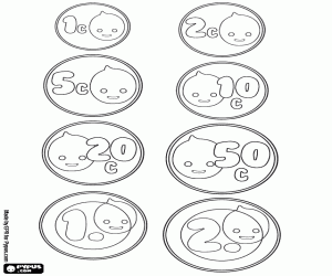 Colorear Las ocho monedas, Banco de Pypus