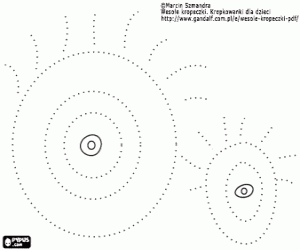 Colorear Los ojos en línea punteada