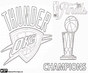 Colorear OKC Thunder, campeones NBA 2025