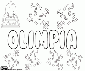 Colorear Olimpia,nombre en varias lenguas