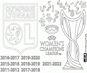 Colorear Olympique Lyon,campeón 2021-2022