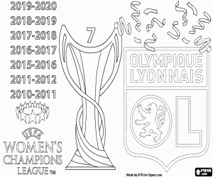 Colorear Olympique Lyon,campeón Champions