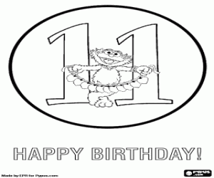 Colorear Once cumpleaños, Zoe y corazones