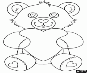 Colorear Osito de peluche con corazones