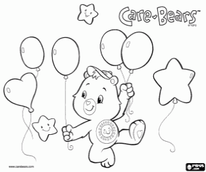 Colorear Un oso amoroso con los globos