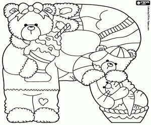 Colorear Dos osos y un conejo, la letra R