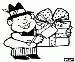 Colorear Un padre con sombrero y regalo