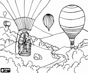 Colorear Paisaje con globos aerostáticos
