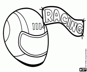 Colorear La palabra Racing y un casco