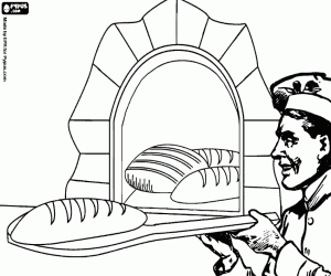 Colorear El panadero y el horno de pan