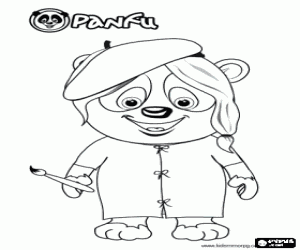 Colorear La panda Ella, artista de Panfu