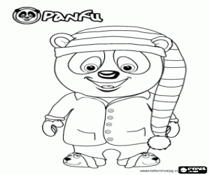 Colorear El panda Panfu y gorro de dormir