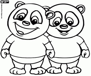 Colorear Dos pandas, dos amigos de Panfu