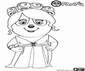 Colorear Panfu Panda con vestido de noche
