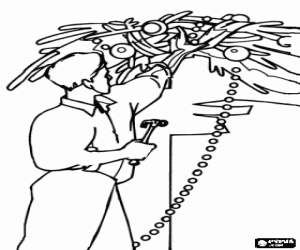 Colorear Papá y una decoración de Navidad