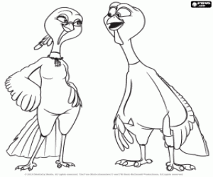 Colorear Una pareja de pavos Jenny y Reggie