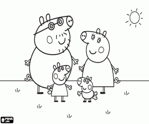 Colorear Paseo de la familia de Peppa Pig