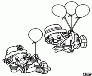Colorear Patatí y Patatá con unos globos