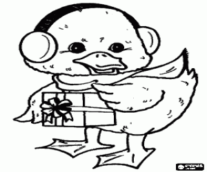 Colorear Un patito en una fría Navidad