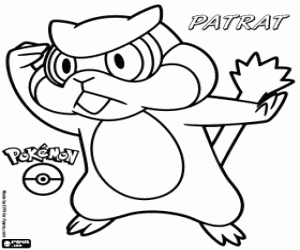 Colorear Patrat, una ardilla Pokémon