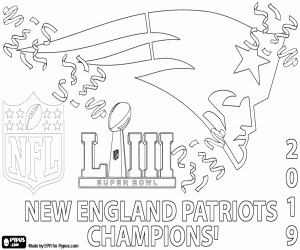 Colorear Patriots, Super Bowl 2019