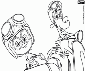 Colorear Peabody y Sherman en motocicleta