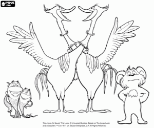 Colorear Los peces, los cisnes y Pip