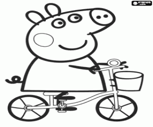 Colorear Peppa Pig montando su bicicleta