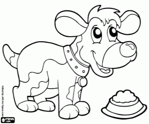 Colorear Perrito feliz con la comida