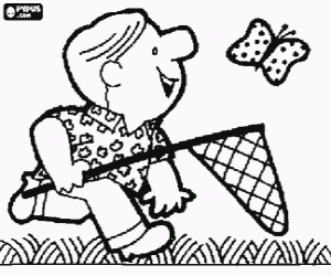 Colorear La persecución de una mariposa