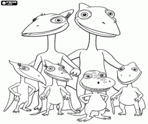 Colorear Los personajes de Dinotren