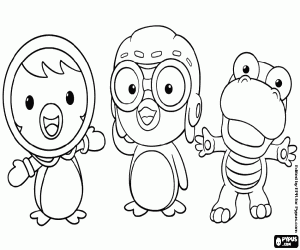 Colorear Petty, Pororo y Crong