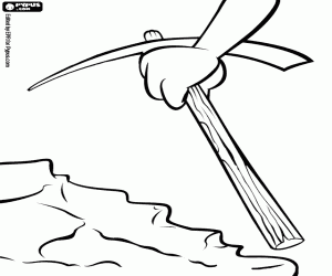 Colorear Un pico en la mano para excavar