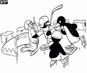 Colorear Pingu y el hockey sobre hielo