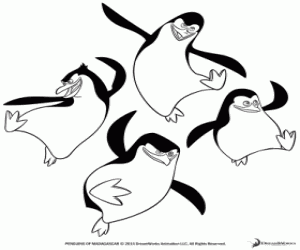 Colorear Pingüinos de Madagascar bailando
