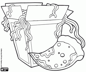 Colorear Pizza y fideos chinos