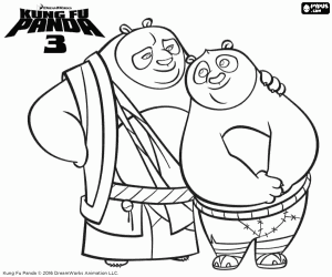 Colorear Po y Li Shan, Kung Fu Panda 3