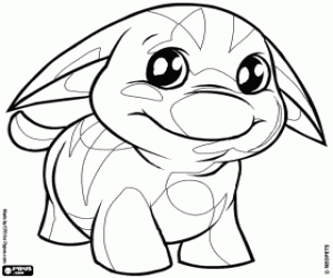 Colorear Poogle, Kacheek, el perro de Neopets