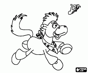 Colorear Un potrillo y la mariposa