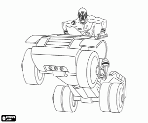 Colorear Power Rangers SPD en un jeep