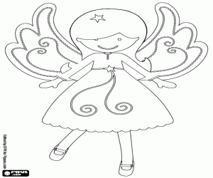 Colorear Una preciosa niña ángel 