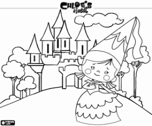 Colorear La princesa Chloe y el castillo