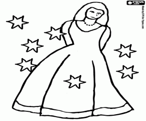 Colorear Una princesa entre las estrellas