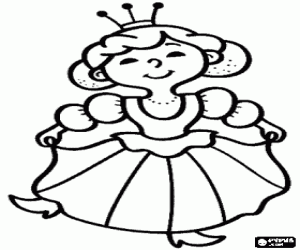 Colorear La princesa con precioso vestido