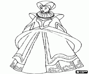 Colorear La princesa con vestido de baile