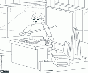 Colorear Profesor en la escuela de Playmobil