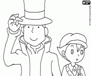 Colorear Profesor Layton y Luke Triton