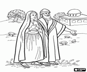 Colorear El profeta Job y su mujer