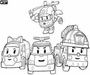 Colorear Protagonistas de Robocar Poli